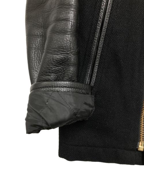 KUSTOMSTYLE（カスタムスタイル）KUSTOMSTYLE (カスタムスタイル) アームレザーダブルライダースジャケット ブラック サイズ:Sの古着・服飾アイテム