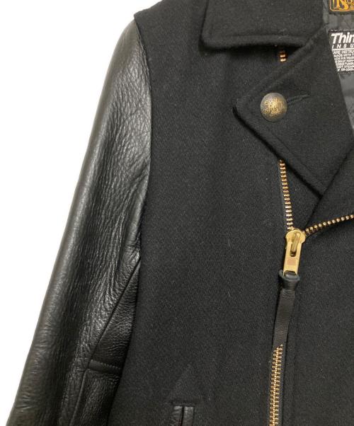 KUSTOMSTYLE（カスタムスタイル）KUSTOMSTYLE (カスタムスタイル) アームレザーダブルライダースジャケット ブラック サイズ:Sの古着・服飾アイテム