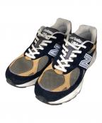 NEW BALANCEニューバランス）の古着「990V3 ローカットスニーカー」｜ブラック×キャメル