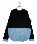 ENFOLDエンフォルド）の古着「SHIRT LAYERED LONG-SLEEVES T-SHIRT」｜ブラック×ブルー