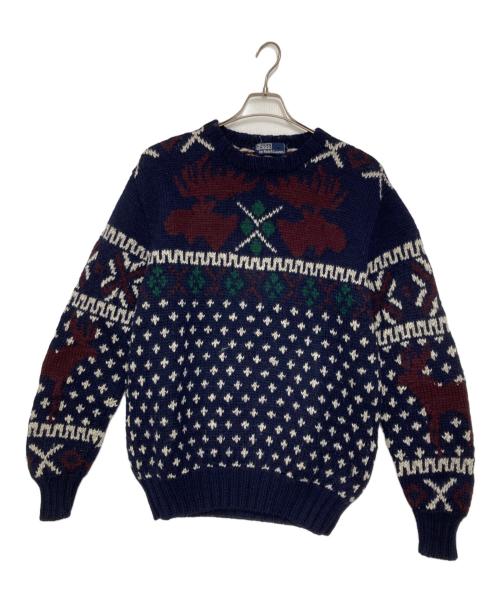 POLO RALPH LAUREN（ポロ・ラルフローレン）POLO RALPH LAUREN (ポロ・ラルフローレン) ノレディッククルーネックニット ネイビー サイズ:Mの古着・服飾アイテム