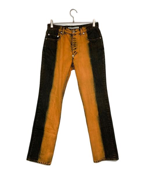 JOHN LAWRENCE SULLIVAN（ジョン ローレンス サリバン）JOHN LAWRENCE SULLIVAN (ジョン ローレンス サリバン) OVERDYED DENIM 5POCKET PANTS カーキ×オレンジ サイズ:46の古着・服飾アイテム