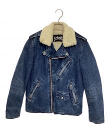 Schott（ショット）の古着「ボアデニムダブルライダース」｜ブルー
