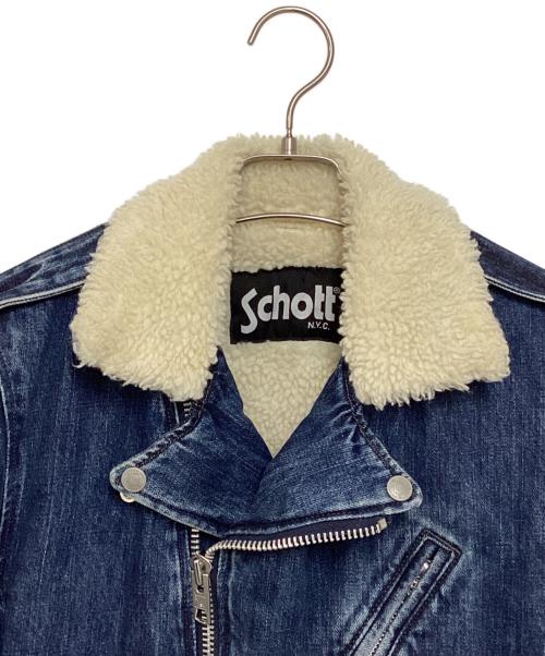 Schott（ショット）Schott (ショット) ボアデニムダブルライダース ブルー サイズ:Sの古着・服飾アイテム