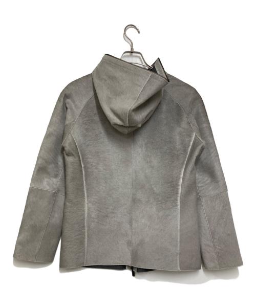 EMPORIO ARMANI（エンポリオアルマーニ）EMPORIO ARMANI (エンポリオアルマーニ) ハラコレザーフーデッドジャケット ライトグレー サイズ:46の古着・服飾アイテム