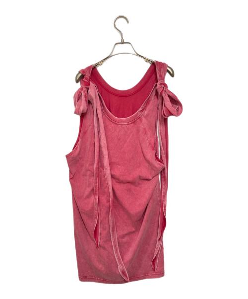 H&M（エイチアンドエム）H&M (エイチアンドエム) GLENN MARTENS ショルダーリボンタンク ピンク サイズ:Sの古着・服飾アイテム