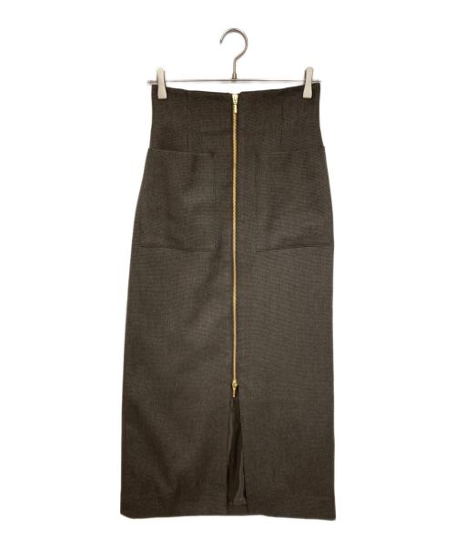 allureville（アルアバイル）allureville (アルアバイル) メランジピンヘッドサススカート ブラウン サイズ:2の古着・服飾アイテム