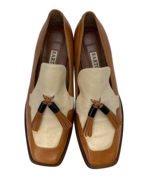 SARTORE（サルトル）SARTORE (サルトル) タッセルバイカラ―ローファー キャメル×アイボリー サイズ:38の古着・服飾アイテム