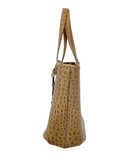 MaxMara（マックスマーラ）MaxMara (マックスマーラ) クロコ型押しバケツ型トートバッグ ベージュの古着・服飾アイテム
