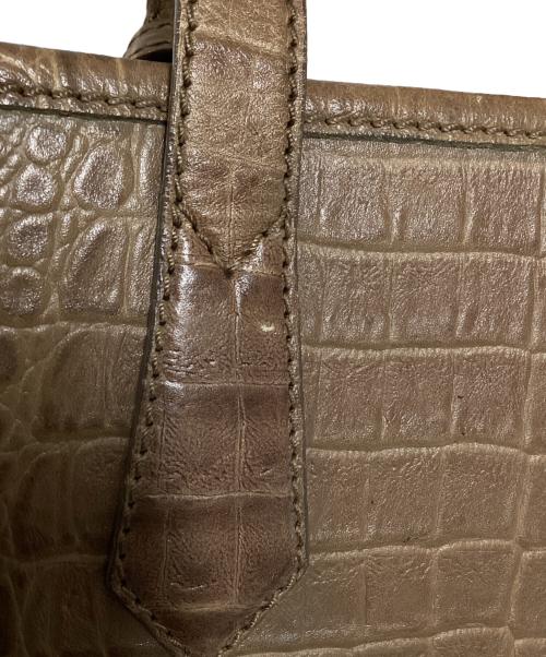 MaxMara（マックスマーラ）MaxMara (マックスマーラ) クロコ型押しバケツ型トートバッグ ベージュの古着・服飾アイテム