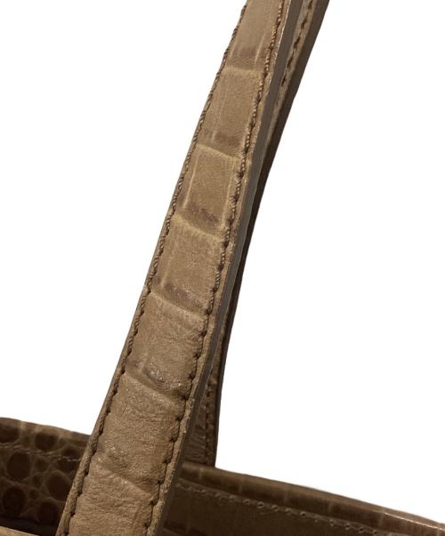 MaxMara（マックスマーラ）MaxMara (マックスマーラ) クロコ型押しバケツ型トートバッグ ベージュの古着・服飾アイテム