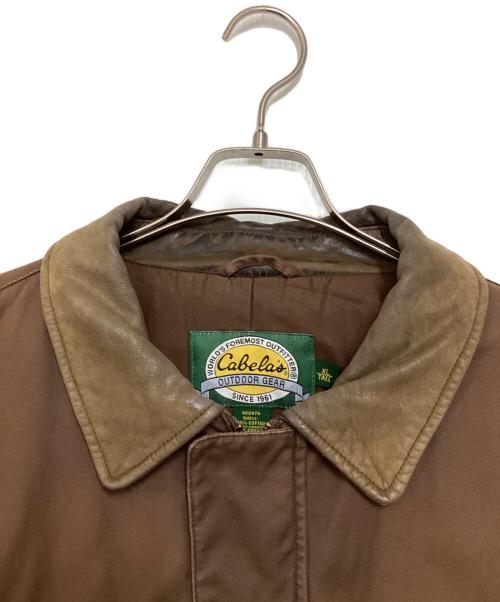 Cabela's（カベラス）Cabela's (カベラス) 襟レザーパフジャケット ブラウン サイズ:XLの古着・服飾アイテム