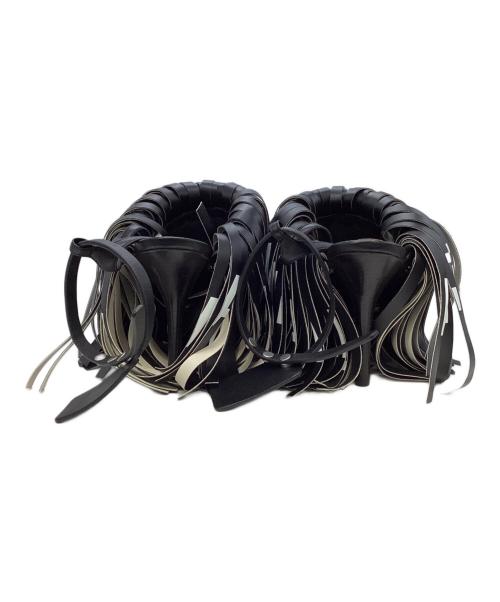 OFFWHITE（オフホワイト）OFFWHITE (オフホワイト) フリンジベルトサンダル ブラック サイズ:37の古着・服飾アイテム