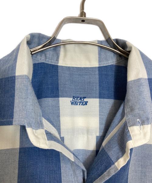 Porter Classic（ポータークラシック）Porter Classic (ポータークラシック) BEAT WRITER BLOCK CHECK SHIRT ブルー×ホワイト サイズ:34の古着・服飾アイテム