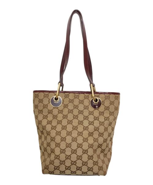 GUCCI（グッチ）GUCCI (グッチ) GGキャンバスハンドバッグ ブラウンの古着・服飾アイテム