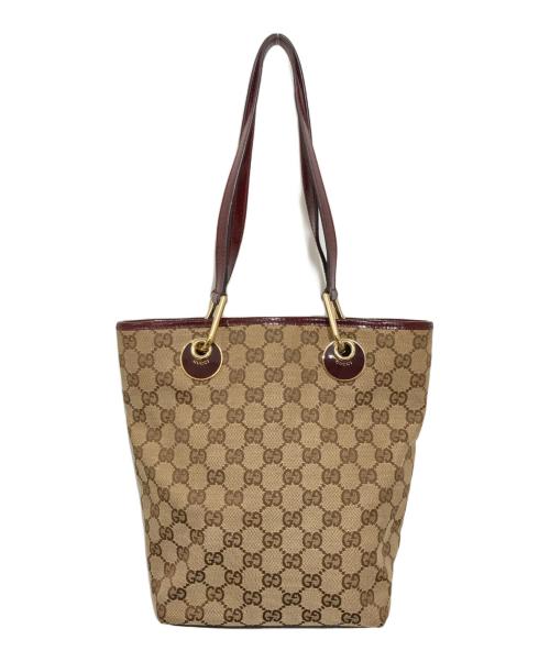 GUCCI（グッチ）GUCCI (グッチ) GGキャンバスハンドバッグ ブラウンの古着・服飾アイテム