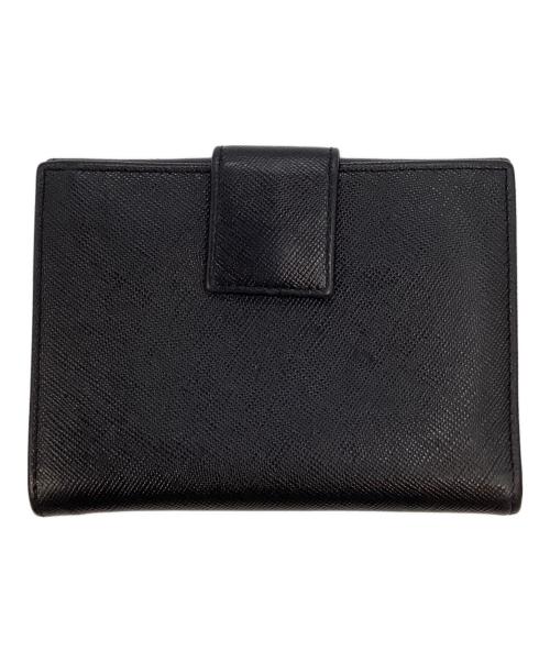 PRADA（プラダ）PRADA (プラダ) 2つ折り財布/三角プレートロゴウォレット ブラックの古着・服飾アイテム