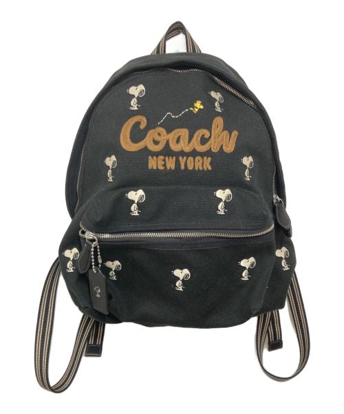 COACH（コーチ）COACH (コーチ) PEANUTS (ピーナッツ) カーゴ バックパック・スヌーピー プリント ブラックの古着・服飾アイテム