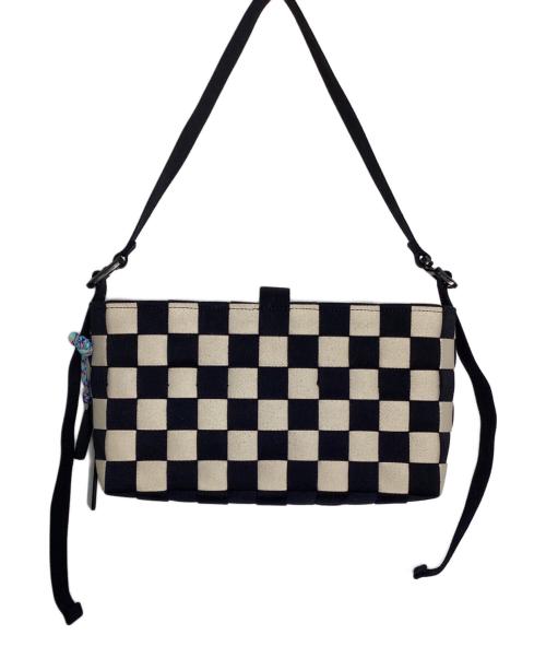 Coachtopia（コーチトピア）Coachtopia (コーチトピア) ウーブン チェッカーボード ショルダー バッグ ブラック×ベージュの古着・服飾アイテム