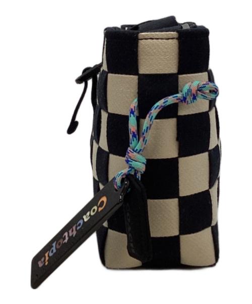 Coachtopia（コーチトピア）Coachtopia (コーチトピア) ウーブン チェッカーボード ショルダー バッグ ブラック×ベージュの古着・服飾アイテム