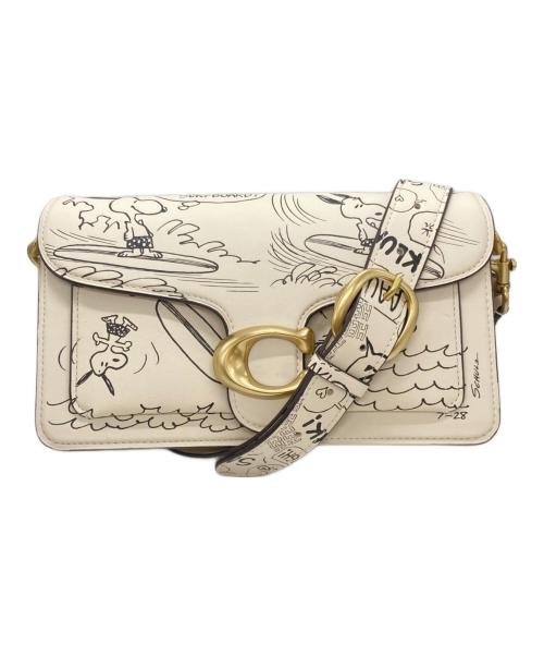 COACH（コーチ）COACH (コーチ) PEANUTS (ピーナッツ) タビー ショルダー バッグ 26・ニュースペーパー プリント ベージュの古着・服飾アイテム