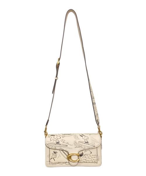 COACH（コーチ）COACH (コーチ) PEANUTS (ピーナッツ) タビー ショルダー バッグ 26・ニュースペーパー プリント ベージュの古着・服飾アイテム