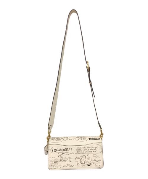 COACH（コーチ）COACH (コーチ) PEANUTS (ピーナッツ) タビー ショルダー バッグ 26・ニュースペーパー プリント ベージュの古着・服飾アイテム