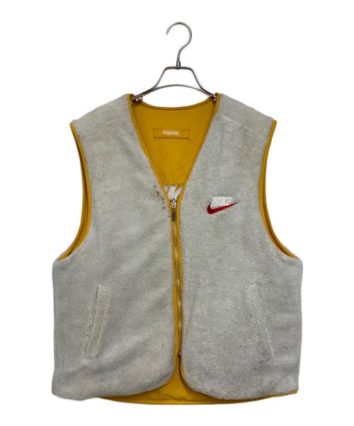 SUPREME（シュプリーム）Supreme (シュプリーム) NIKE (ナイキ) Reversible Nylon Sherpa Vest イエロー×ベージュ サイズ:Mの古着・服飾アイテム