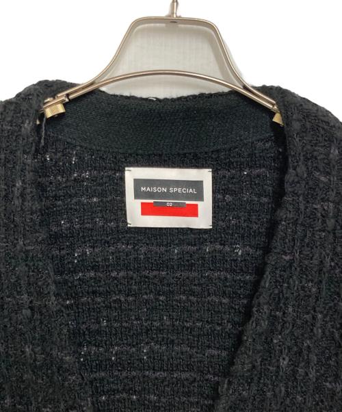 MAISON SPECIAL（メゾンスペシャル）MAISON SPECIAL (メゾンスペシャル) TWEEDプライムオーバーVネックニットカーディガン ブラック サイズ:2の古着・服飾アイテム