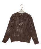 AURALEEオーラリー）の古着「WOOL FELT YARN MESH KNIT P/O」｜ブラウン