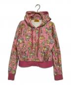 Hysteric Glamourヒステリックグラマー）の古着「FIRE BEAR DREAM柄 ショート丈パーカー」｜ピンク