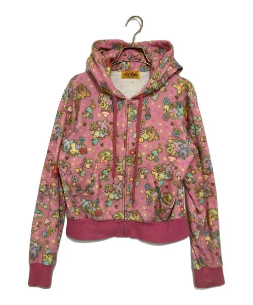 Hysteric Glamour（ヒステリックグラマー）Hysteric Glamour (ヒステリックグラマー) FIRE BEAR DREAM柄 ショート丈パーカー ピンク サイズ: Freeの古着・服飾アイテム