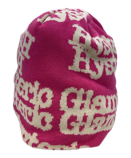 Hysteric Glamour（ヒステリックグラマー）Hysteric Glamour (ヒステリックグラマー) TYPE LOGO オーバーサイズビーニー ピンク×ホワイトの古着・服飾アイテム
