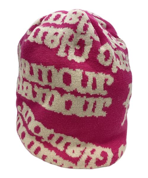 Hysteric Glamour（ヒステリックグラマー）Hysteric Glamour (ヒステリックグラマー) TYPE LOGO オーバーサイズビーニー ピンク×ホワイトの古着・服飾アイテム