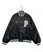PAPERPLANEペーパープレーン）の古着「Varsity Jacket」｜ブラック×カーキ/グリーン
