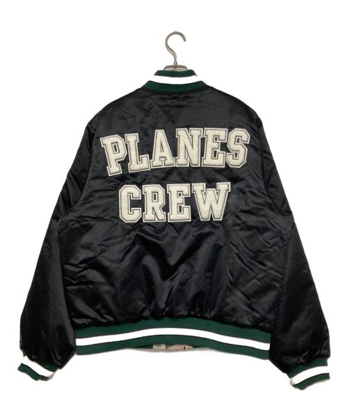 PAPERPLANE（ペーパープレーン）PAPERPLANE (ペーパープレーン) Varsity Jacket ブラック×カーキ/グリーン サイズ:Lの古着・服飾アイテム