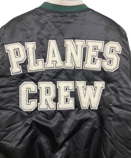 PAPERPLANE（ペーパープレーン）PAPERPLANE (ペーパープレーン) Varsity Jacket ブラック×カーキ/グリーン サイズ:Lの古着・服飾アイテム