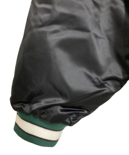PAPERPLANE（ペーパープレーン）PAPERPLANE (ペーパープレーン) Varsity Jacket ブラック×カーキ/グリーン サイズ:Lの古着・服飾アイテム