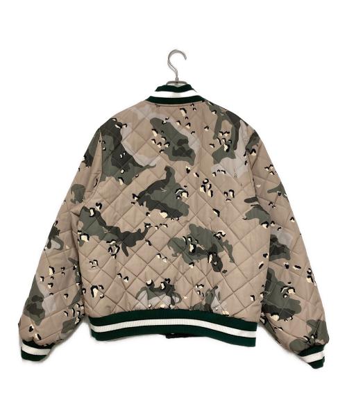 PAPERPLANE（ペーパープレーン）PAPERPLANE (ペーパープレーン) Varsity Jacket ブラック×カーキ/グリーン サイズ:Lの古着・服飾アイテム