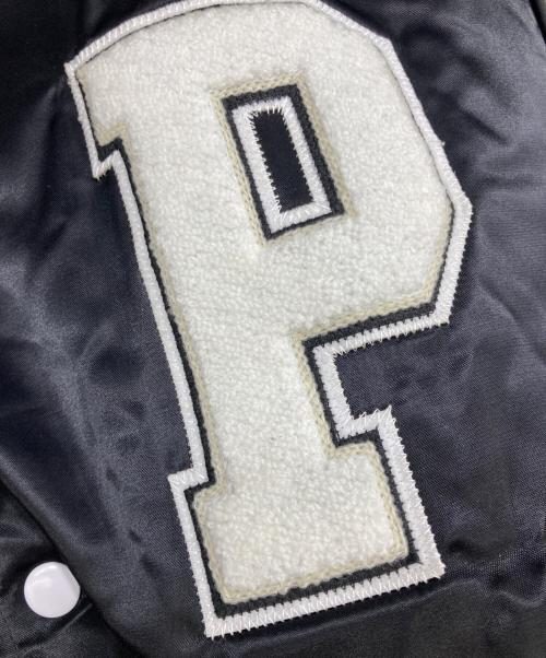 PAPERPLANE（ペーパープレーン）PAPERPLANE (ペーパープレーン) Varsity Jacket ブラック×カーキ/グリーン サイズ:Lの古着・服飾アイテム