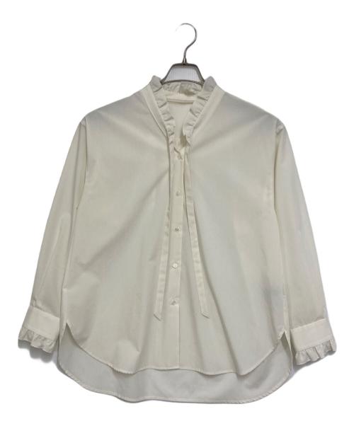 ICHIE strawberry fields（イチエストロベリーフィールズ）ICHIE strawberry fields (イチエストロベリーフィールズ) Ｖネックフリルボウタイブラウス アイボリー サイズ:不明の古着・服飾アイテム