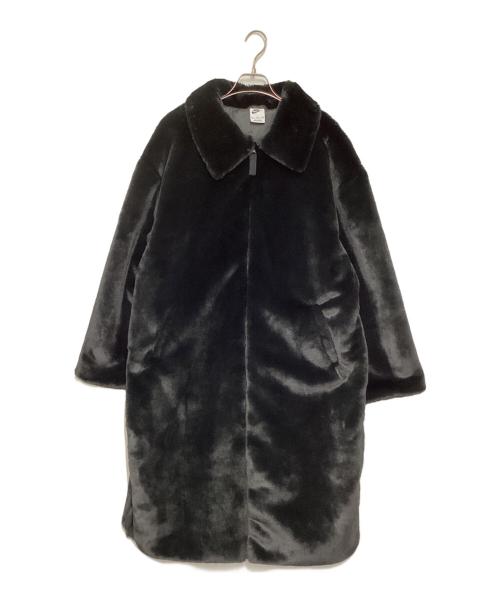 NIKE（ナイキ）NIKE (ナイキ) フェイクファーコート/ロゴロングコート ブラック×ホワイト サイズ:XXLの古着・服飾アイテム