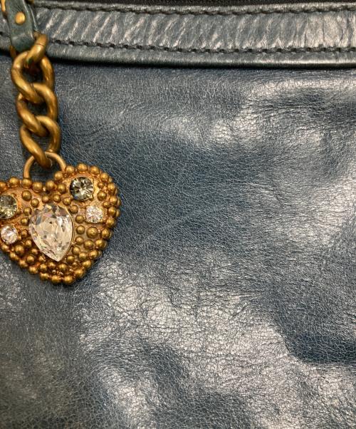 MIU MIU（ミュウミュウ）MIU MIU (ミュウミュウ) ハートチャーム付き2WAY トートバッグ ブルーの古着・服飾アイテム