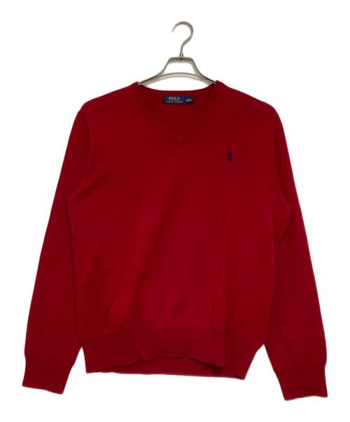 POLO RALPH LAUREN（ポロ・ラルフローレン）POLO RALPH LAUREN (ポロ・ラルフローレン) Vネックニット レッド サイズ:Ｌの古着・服飾アイテム