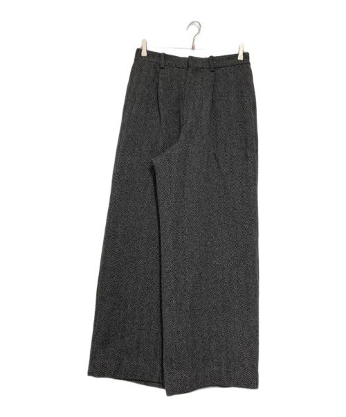 SOFTHYPHEN（ソフトハイフン）SOFTHYPHEN (ソフトハイフン) HERRINGBONE TWEED WIDE PANTS グレー サイズ:2の古着・服飾アイテム