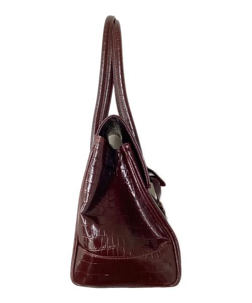 Hamano（ハマノ）HAMANO (ハマノ) 型押しハンドバッグ バーガンディーの古着・服飾アイテム