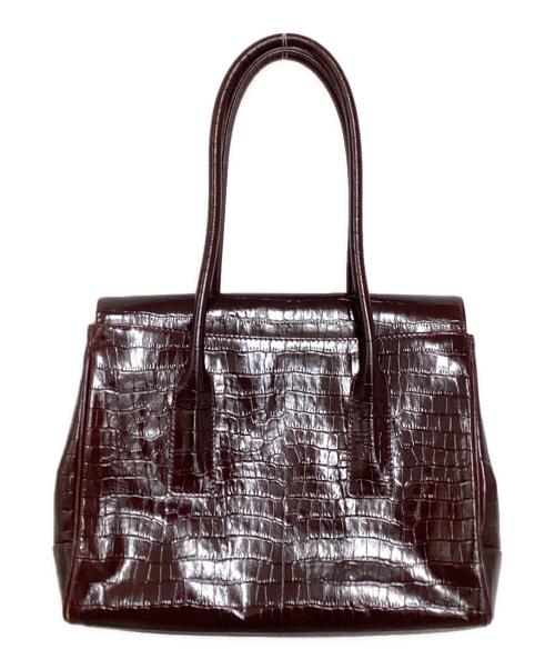 Hamano（ハマノ）HAMANO (ハマノ) 型押しハンドバッグ バーガンディーの古着・服飾アイテム