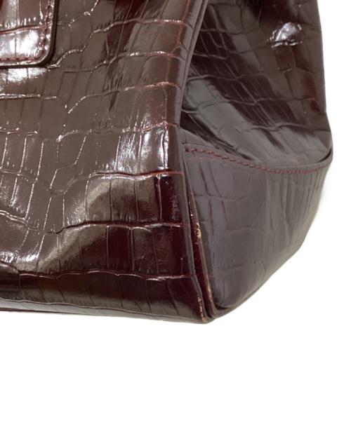 Hamano（ハマノ）HAMANO (ハマノ) 型押しハンドバッグ バーガンディーの古着・服飾アイテム