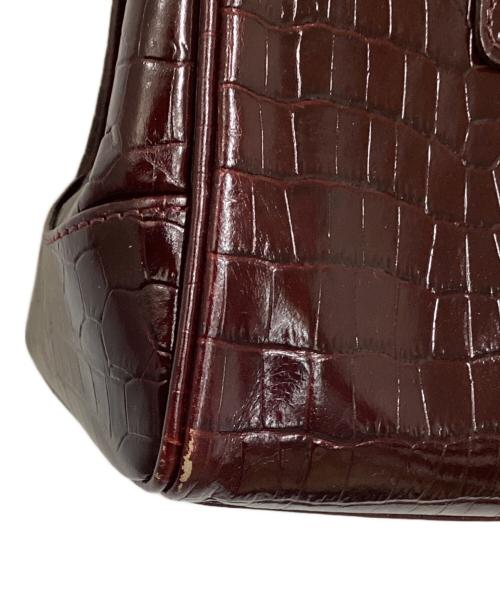 Hamano（ハマノ）HAMANO (ハマノ) 型押しハンドバッグ バーガンディーの古着・服飾アイテム