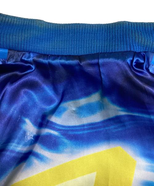 MCM（エムシーエム）MCM (エムシーエム) ロゴプリントレザーライダースジャケット ブルー サイズ:Mの古着・服飾アイテム